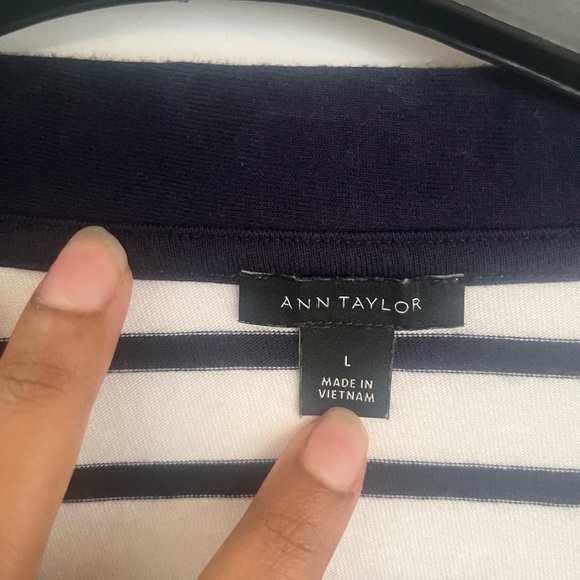 LOFT Navy and White Striped Cardigan. #preppy #nautical - Picture 4 of 6